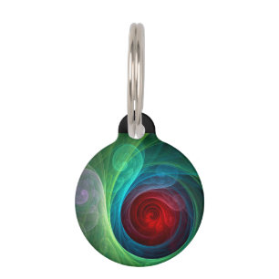 Red Storm Floral Modern Abstract Art Colour Patter Pet Tag