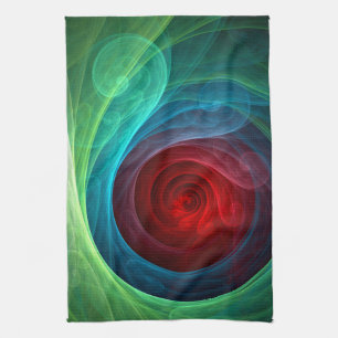 Red Storm Floral Modern Abstract Art Colour Patter Tea Towel