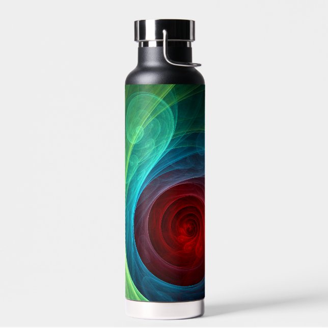 Red Storm Floral Modern Abstract Art Colour Patter Water Bottle (Left)