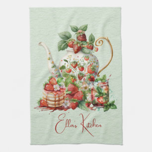 Red Strawberries and Desserts Tea Time Towel