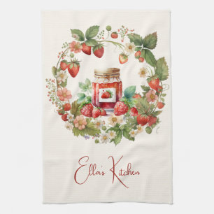 Red Strawberries and Desserts Tea Time Towel