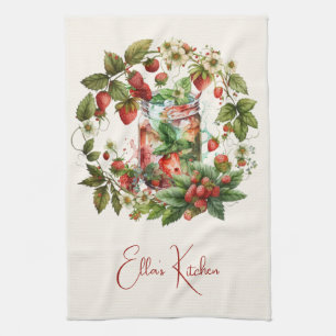 Red Strawberries and Desserts Tea Time Towel
