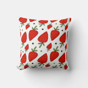 Red Strawberries Cartoon Seamless Pattern Cushion