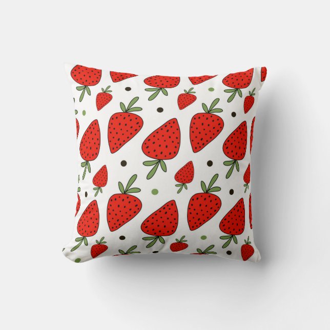 Red Strawberries Cartoon Seamless Pattern Cushion (Front)