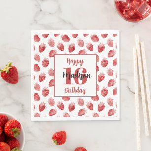 Red Strawberries Fruit 16th Birthday Napkin