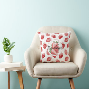 Red Strawberries Fruit Cushion