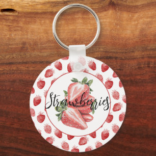 Red Strawberries Fruit Key Ring