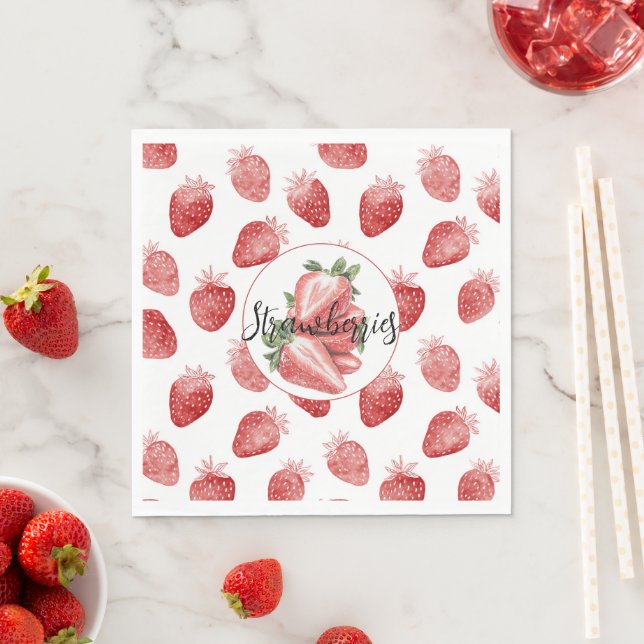 Red Strawberries Fruit   Napkin (Insitu)