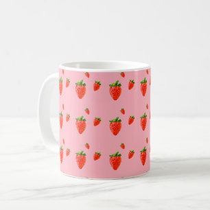 Red Strawberries on pink background   Coffee Mug