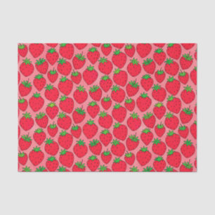 Red Strawberries on Pink Tissue Paper