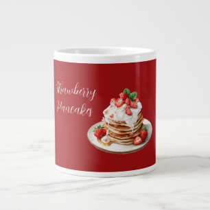 Red Strawberries Pancakes Large Coffee Mug