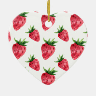 Red Strawberries Pattern Ceramic Tree Decoration
