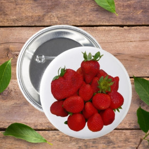 Red Strawberries Photographic 6 Cm Round Badge