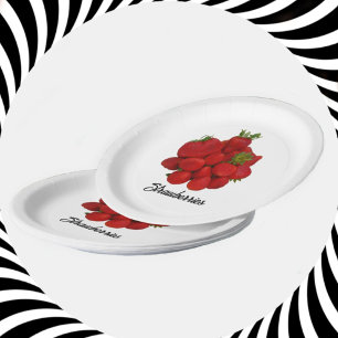 Red Strawberries Photographic  Paper Plate