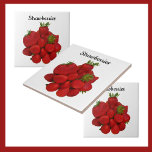 Red Strawberries Photographic  Tile<br><div class="desc">Ceramic tiles with beautiful mouthwatering photographic fresh red strawberries is ideal for any country kitchen decor.  This image is original berry fruit photography by JLW_PHOTOGRAPHY.</div>