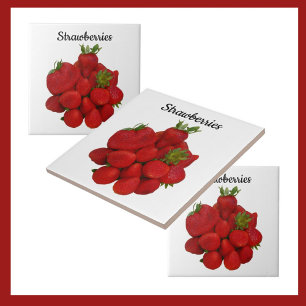Red Strawberries Photographic  Tile