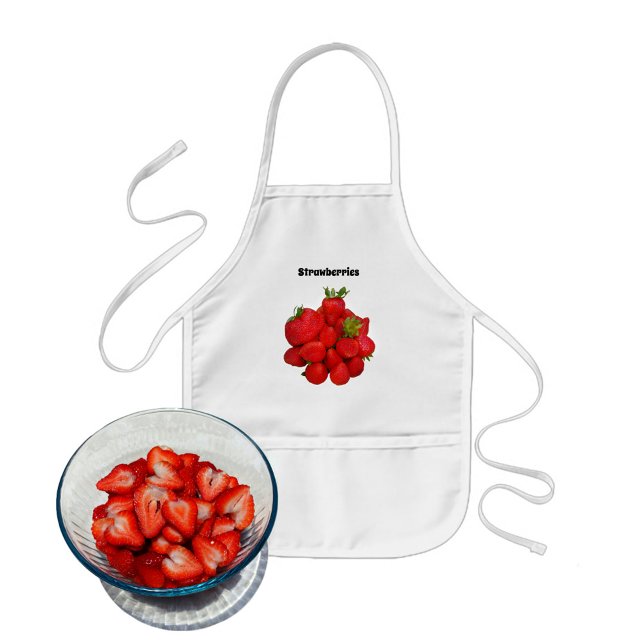 Red Strawberries Photographic White Kids Apron (Creator Uploaded)