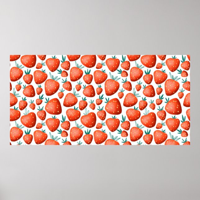 Red strawberries seamless pattern poster (Front)