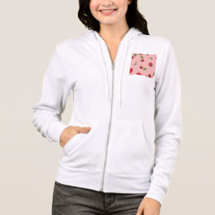 Red Strawberry and Cherry Pattern Pink Fruit Hoodie