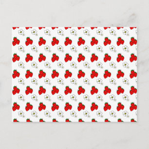 Red Strawberry and Flowers Pattern Recipe Cards