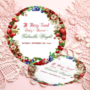 Red Strawberry Baby Shower   Blue Berry Sweet Cute Paper Plate