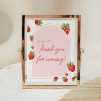 Red Strawberry Baby Shower Thank you for Coming