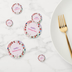 Red Strawberry berry Daisy Birthday Party for her Confetti