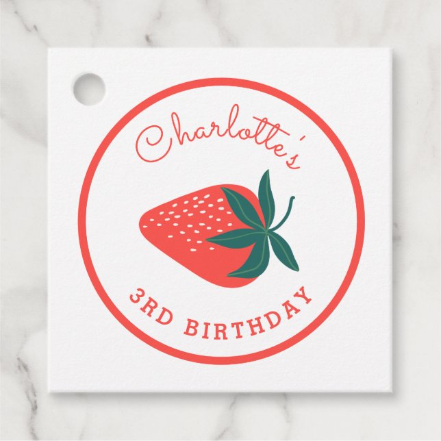 Red Strawberry Berry Favour Tags (Front)