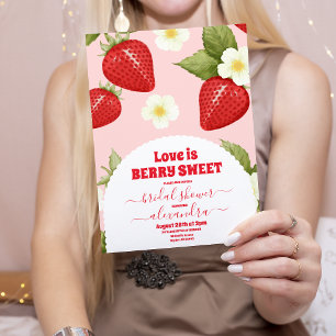 Red Strawberry Berry Sweet Bridal Shower Invitation