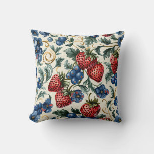 Red Strawberry & Blue Blueberry Royal Farm Style Cushion