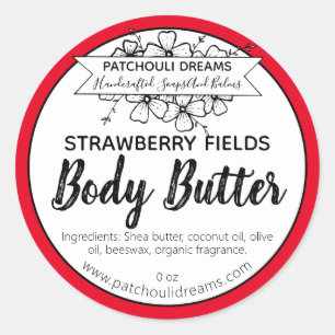 Red Strawberry Body Butter Labels