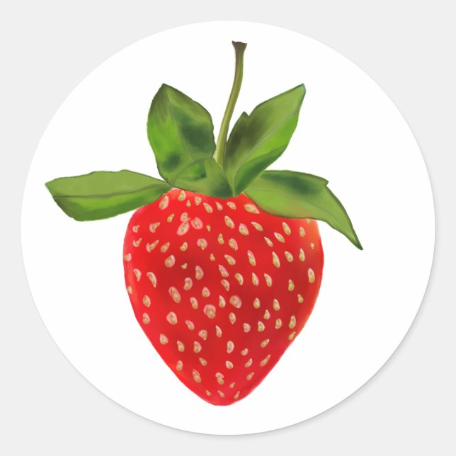 red strawberry  classic round sticker (Front)