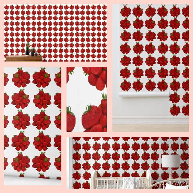 Red Strawberry Clusters Photographic White Wallpaper (Creator Uploaded)