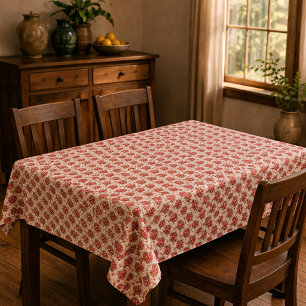 Red Strawberry Faux Crochet  Tablecloth