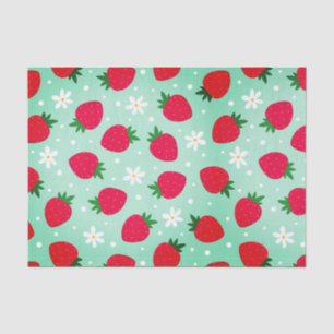 Red Strawberry flowers Birthday Party for her Tissue Paper