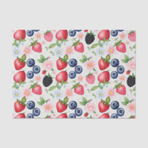 Red Strawberry flowers Birthday Party for her Tissue Paper