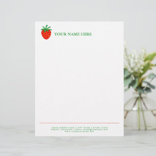 Red strawberry fruit logo letterhead template