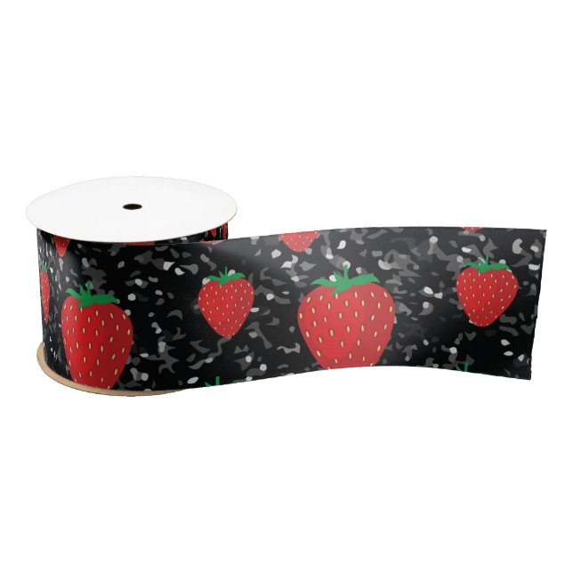 Red Strawberry Fruit Lovers Sweet Berries Elegant Satin Ribbon (Spool)
