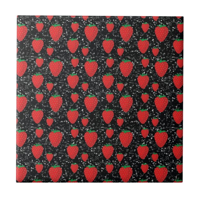 Red Strawberry Fruit Lovers Sweet Berries Elegant Tile (Front)
