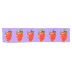 Red Strawberry in Pop Art Style Short Table Runner