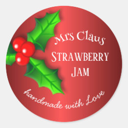 Red Strawberry jam Christmas label