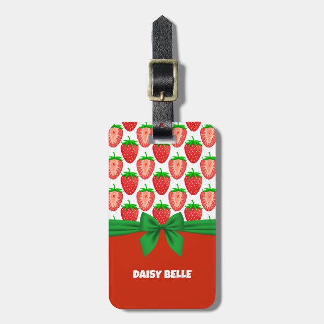 Red Strawberry Luggage Tag (Front Vertical)