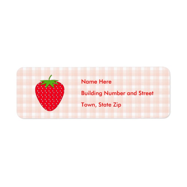Red Strawberry on Gingham Check. (Front)