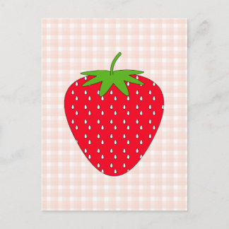 Red Strawberry on Gingham Check. Postcard
