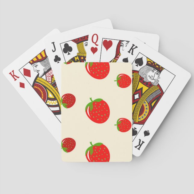 Red strawberry on pink playing cards (Back)