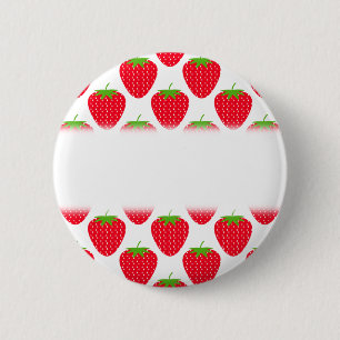 Red Strawberry Pattern. 6 Cm Round Badge