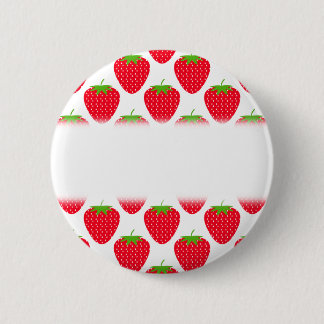 Red Strawberry Pattern. 6 Cm Round Badge