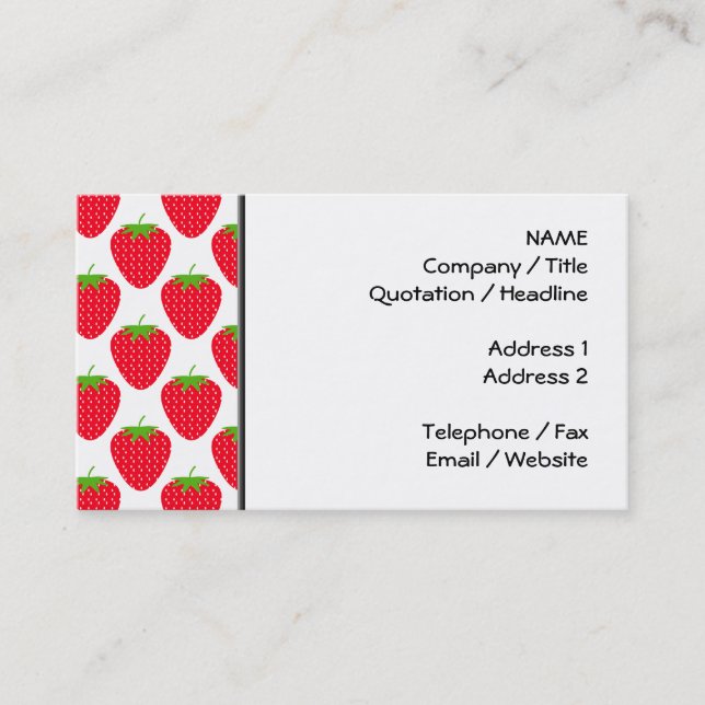 Red Strawberry Pattern. Business Card (Front)