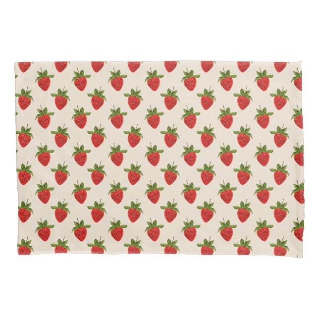 Red Strawberry Pattern  Pillowcase (Front-Left)