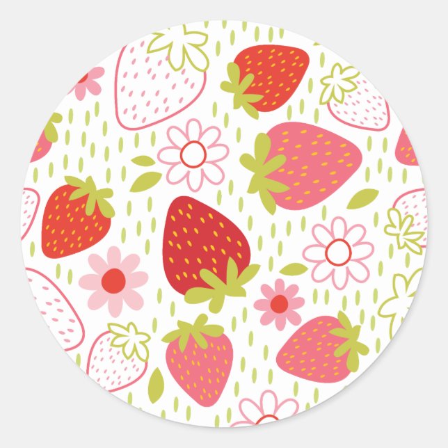 Red Strawberry Pattern Sticker (Front)